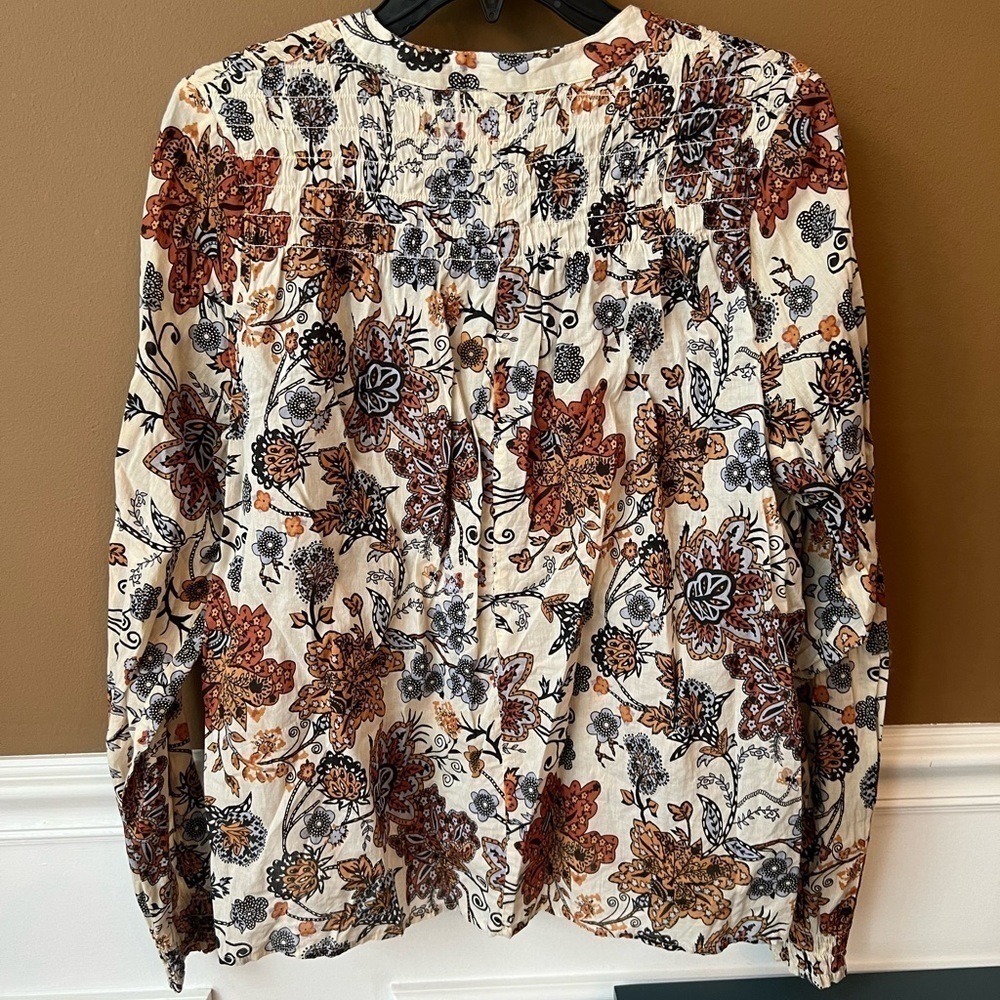ELAN Women’s Floral Blouse Size Large Boho Bohemian Cottagecore Praire - Picture 4 of 5